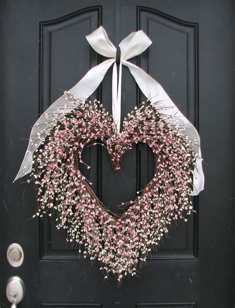 Valentines Day Pink Berry Heart Wreath Friendship Wreaths Etsy