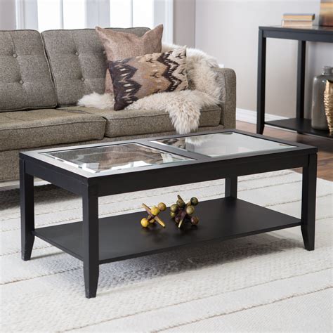 Hillsdale marsala round coffee table. Shelby Glass Top Coffee Table with Quatrefoil Underlay ...