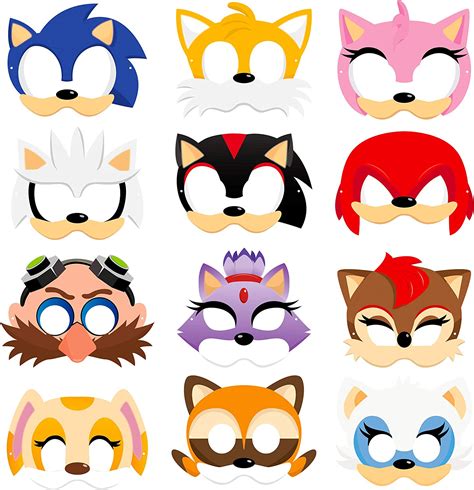 24 Pcs Sonic Masks Themed Party Supplies Birthday Party Favors Dress Up