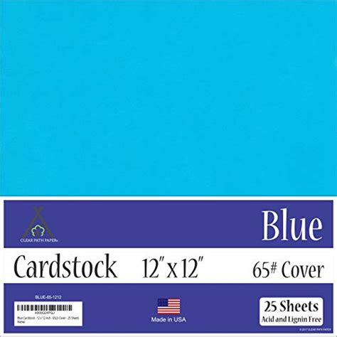 Blue Cardstock 12 X 12 Inch 25 Sheets 65lb Cover Smoothrise