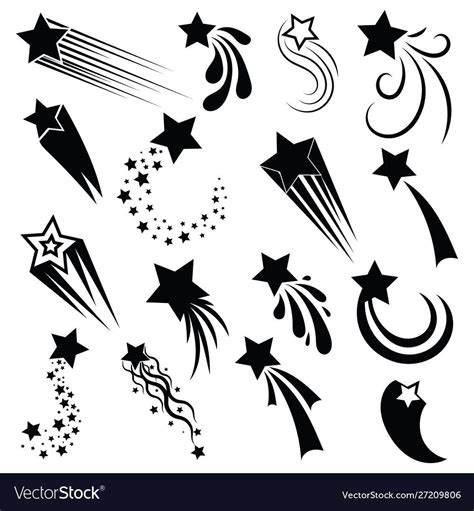 Set Shooting Stars Collection Stylized Vector Image On Vectorstock