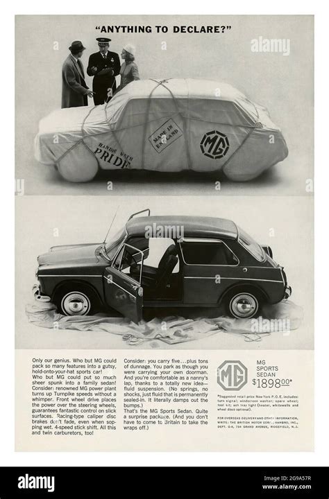Mg Sports Sedan Vintage Advertising Stock Photo Alamy