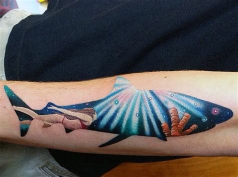 Where can i get a tattoo of a tree? 90 Shark Tattoo Designs For Men - Underwater Food Chain