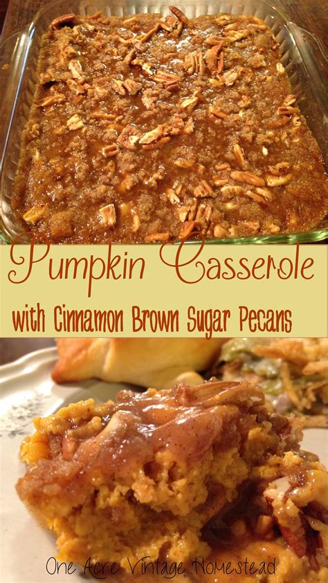 Pumpkin Casserole With Cinnamon Brown Sugar And Pecan Topping