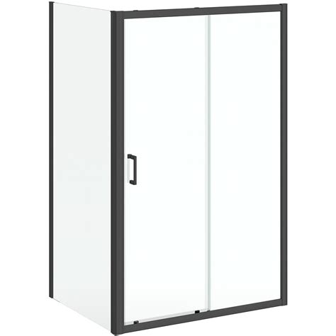 mode tate black 6mm sliding shower enclosure with stone shower tray 1200 x 800 mode bathrooms