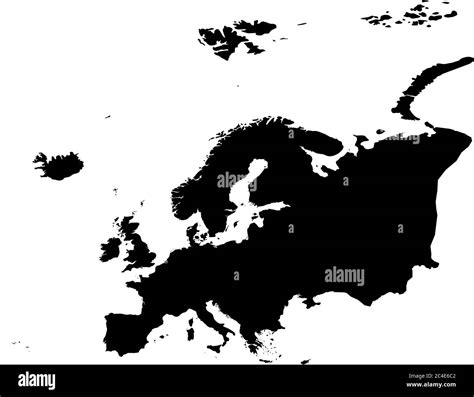 Europa silueta negra Mapa de contorno del continente Ilustración simple de vector plano Imagen