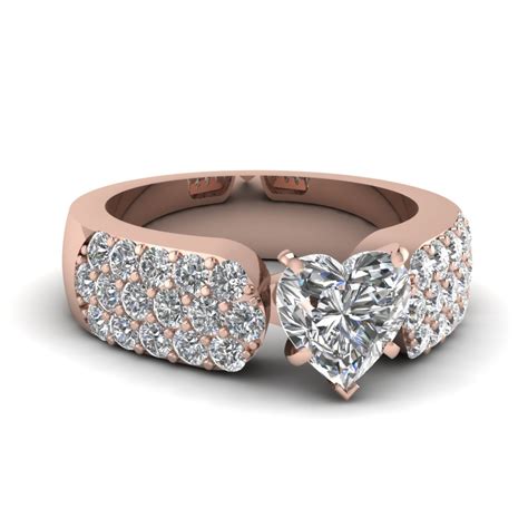 Set into my very sturdy, rustic, 14k rose gold fill band with a modern 4 prong design. Heart Shaped Diamond Engagement Ring In 18K Rose Gold | Fascinating Diamonds