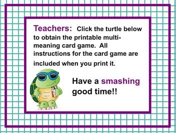 Play classic card games like hearts, spades, solitaire, free cell and euchre for free. Multi Meaning Word Mini Lesson PLUS Printable Word Card ...