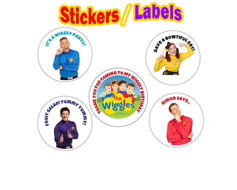 The Wiggles Birthday Supplies Round Labels Stickers Favor Etsy