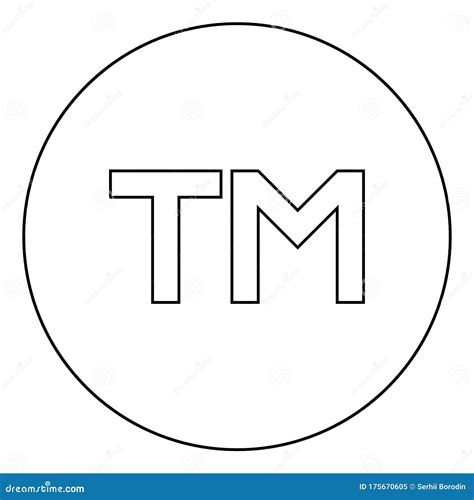 Tm Letter Trademark Icon In Circle Round Outline Black Color Vector