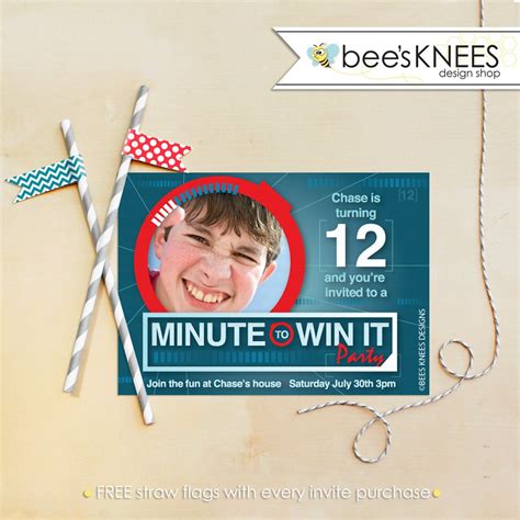 Minute To Win It Birthday Invitation Printable Boy Or Girl Etsy