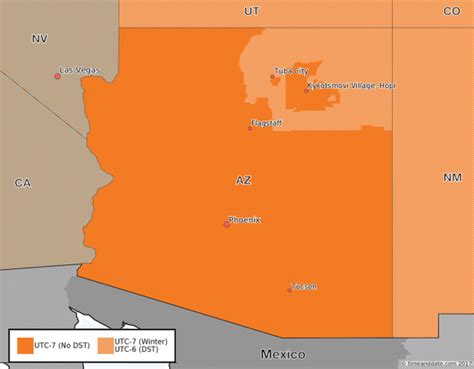 Mexico time zone map and current time worldwide. What time zone is Arizona in? - Quora