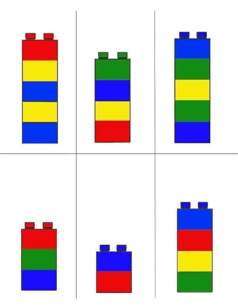 Four Different Colored Legos Are Shown In The Same Pattern Each With