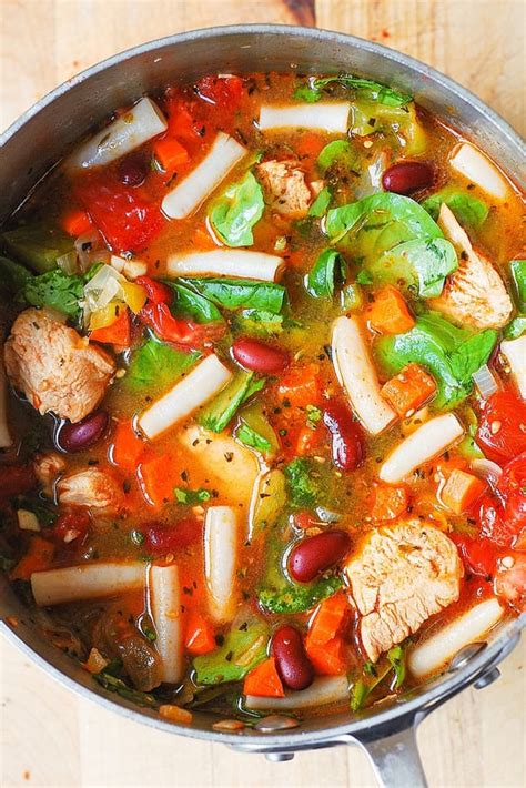 Find the perfect bowl for you, from classic chicken noodle to options from across the globe. Chicken Vegetable Soup with Pasta - Julia's Album