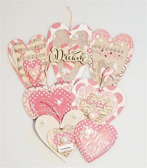 Valentine Embellishments Paper Hearts Decorated Hearts Etsy