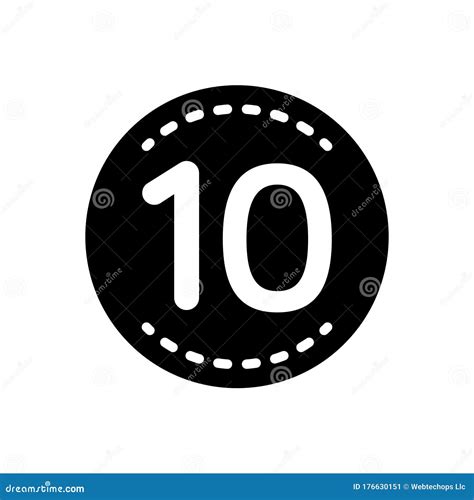 Black Solid Icon For Ten Number And Label Stock Vector Illustration