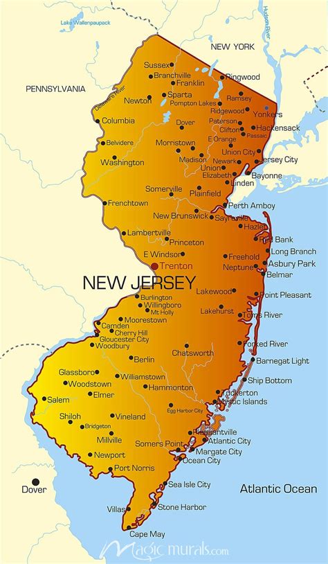 New Jersey State Map Wallpaper Mural By Magic Murals