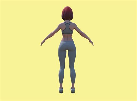 artstation stylized female character gym clothes rigged character game assets