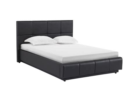 Lit Coffre En Simili Cuir Noir Avec Led 140x190 Cm Divine Dip