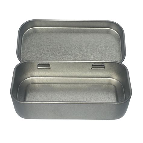 Sample Of 100pcs Silver Stock Rectangular T Tin Box With Hinged Lid