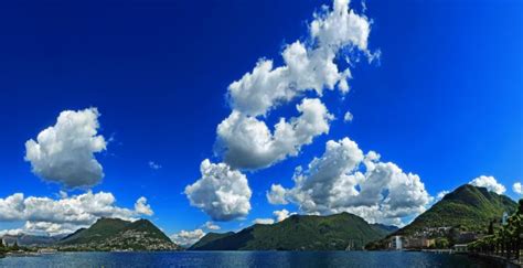 Desktop Wallpaper White Clouds Blue Sky Mountains Sea Nature Hd