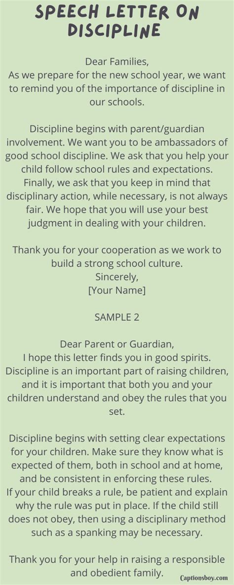 Speech Letter On Discipline 10 Samples