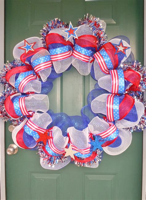 Patriotic Mesh Wreath Patriotic Mesh Wreath Handmade Wreaths Deco