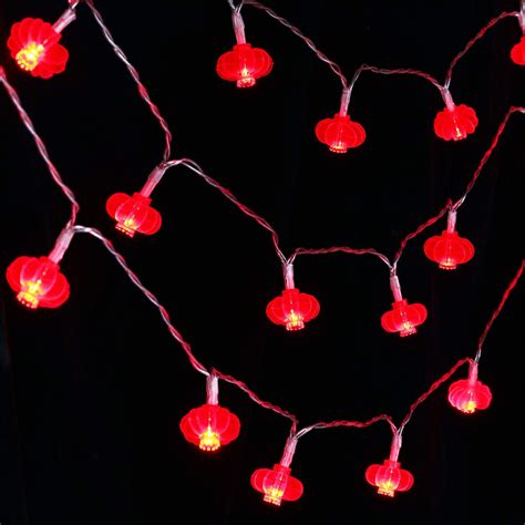 Amants01 Red Lantern String Lightbattery Operated