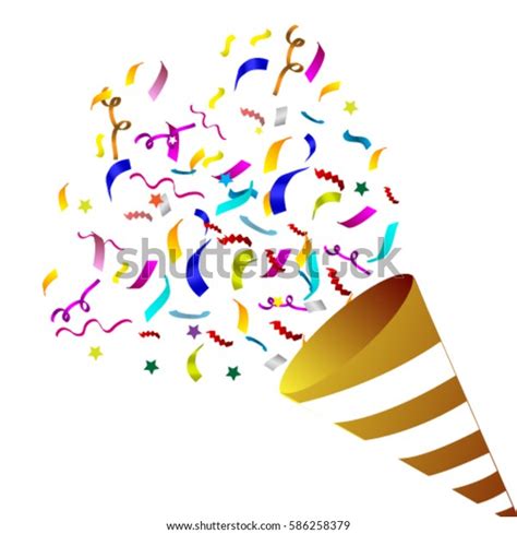 Exploding Party Popper Confetti Streamer On Stock Vector Royalty Free