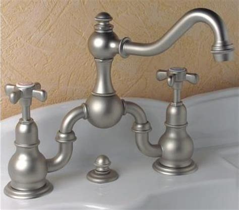 Royale kitchen bridge faucet with spray in satined nickel. Herbeau Royale Bathroom Faucets - a charming collection