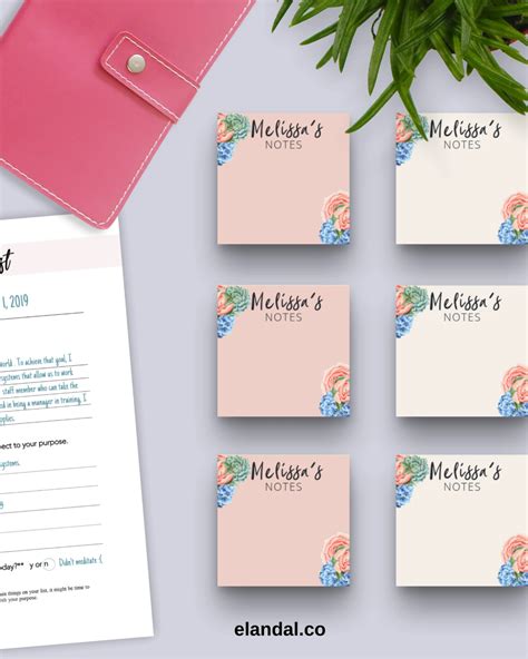 Personalized Floral Sticky Note Pads Custom Stationery For The Office