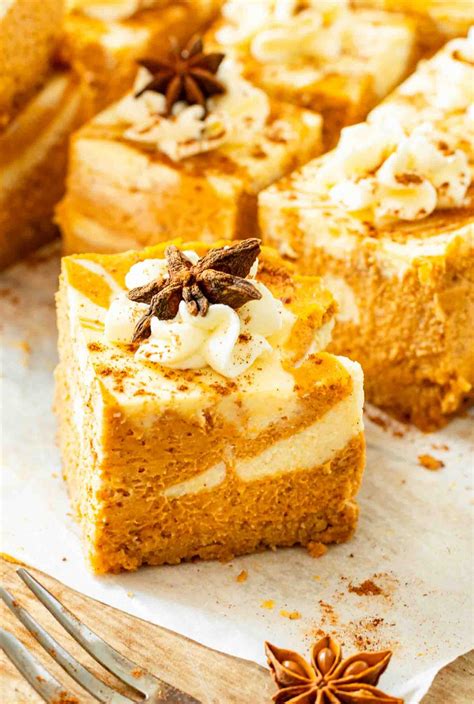 Pumpkin Swirl Cheesecake Bars Recipe Desserts And Drinks