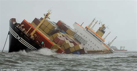 In Pictures Container Ship Collision Sends 2 Tons Of Oil Pouring Into