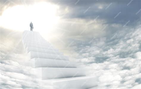 Premium Photo Stairway To Heaven Shot Of A Man On A Stairway Leading