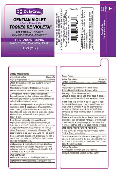 De La Cruz Gentian Violet Dlc Laboratories Inc Gentian Violet 1g In