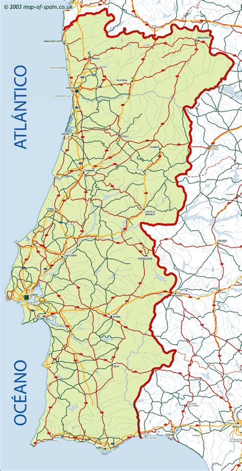 Map of Portugal. Car rental Faro Portugal