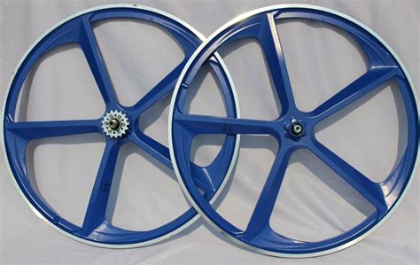 29 Cnc Bmx 5 Spoke Mag Rims Wheels Sealed Hubs W Freewheel Blue