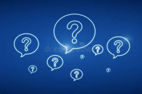 Creative Glowing Digital Question Marks On Blue Background Faq And App