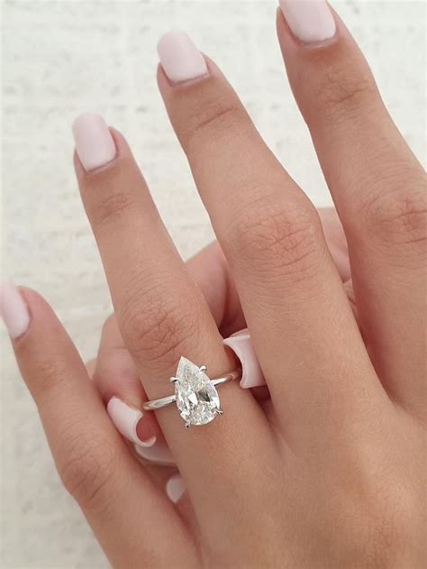 Diamond Engagement Ring Carat Pear Shape Hidden Halo Etsy
