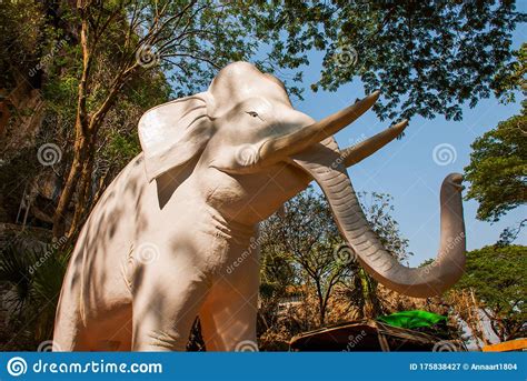 Hha An Myanmar Burma March 2016 Big Statue White Elephant Stock