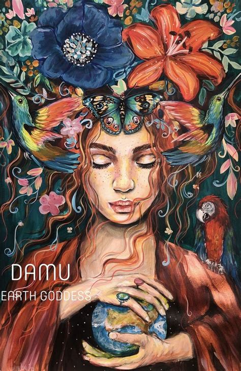 ‘damu Earth Mother Goddess‘ Acrylic Ink And Gold Leaf Damu Earth