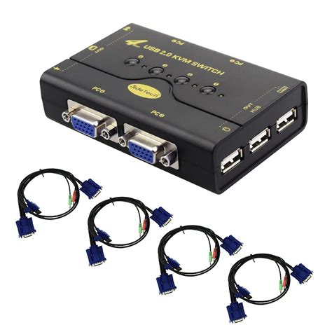 Buy Jidetech 4 Port Vga Kvm Switch With Usb Hub And Audio Support