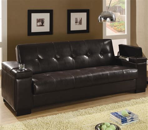 Coaster Sofa Beds And Futons 300143 Faux Leather Convertible Sofa