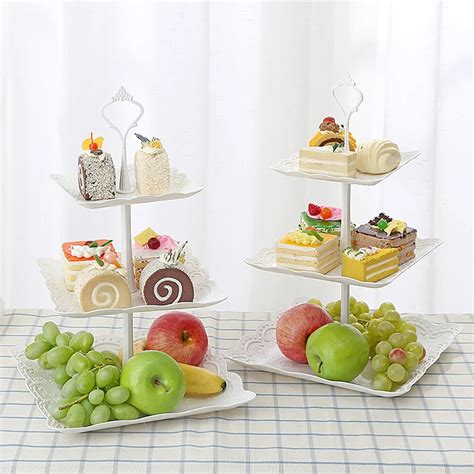 Three Tier Cake Display Stand Fruit Plate Afternoon Tea Party Serving