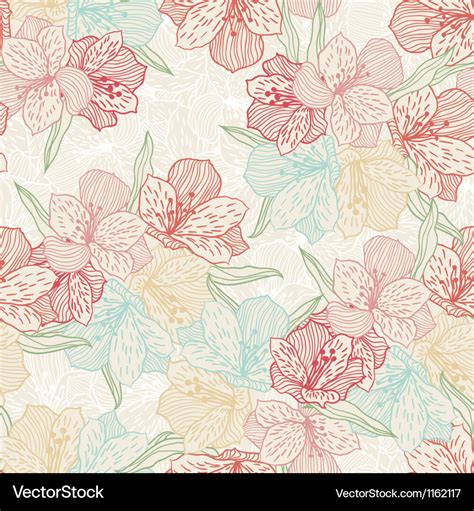 Abstract Vintage Seamless Flower Pattern Vector Image