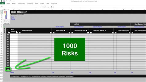 Risk Template In Excel Features Walkthrough Risk Management