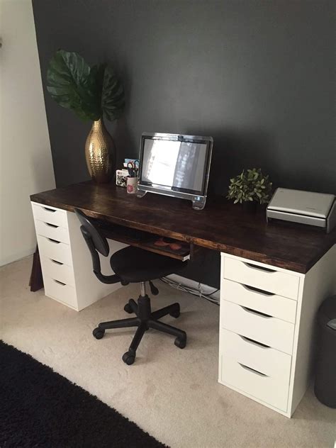 Office Desk With IKEA ALEX Drawer Units As Base Except Use As A Makeup