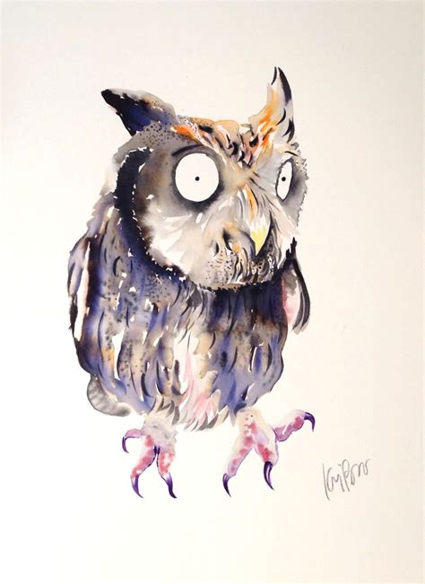Baby Owl Mixed Media Painting By Tina Brosi Artfinder