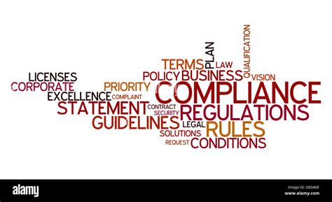 Word Cloud For Compliance Rules And Regulations Stock Photo Alamy