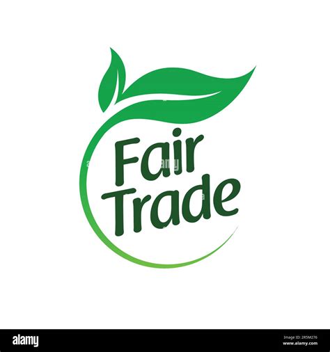 Fair Trade Logo Symbol In Green Leaf Circle Motif Label Vector Isolated
